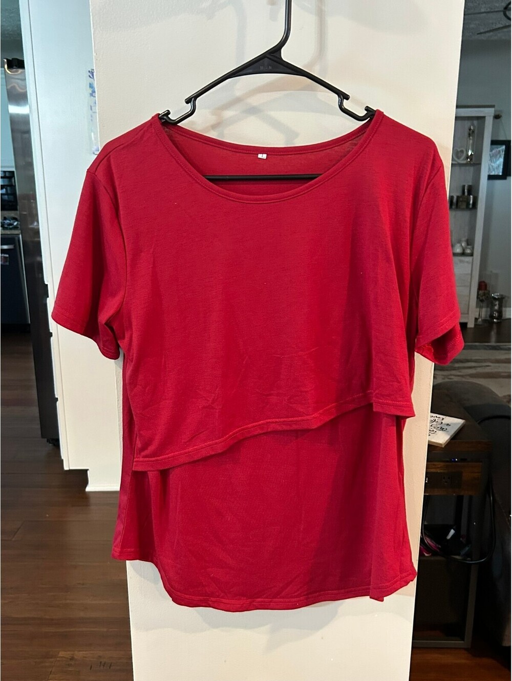 Red Layered Short Sleeve Maternity Top
